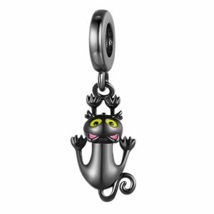 Hold on black kitty charm S925